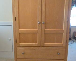 Stanley Furniture Solid Light Colored Wood Storage Cabinet With Installed Lighting