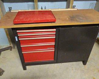 Workbench With BuiltIn Craftman Toolbox And Contents