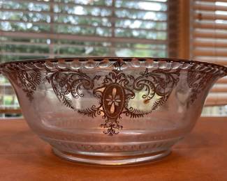 Vintage Glass Bowl With Design