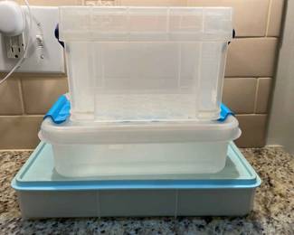Three Plastic Storage Containers 