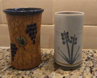 Two Signed Floral Pottery Vases