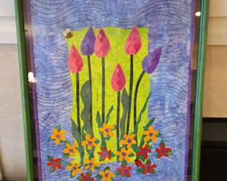 Handmade Quilt Piece Framed