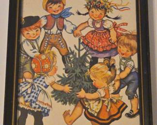 5 x8 Vintage Framed Print From A Watercolor By Alice Schlesinger