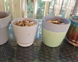 Set Of 4 Small Colorful Ceramic Pots