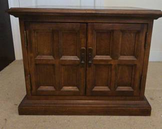 Vintage Dark Colored Solid Wood End Table