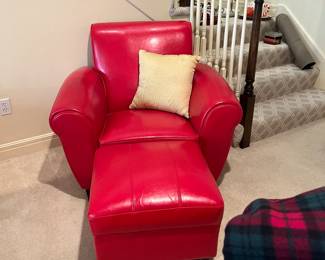 Red chair & ottoman