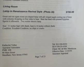appraisal renaissance revival style lamp