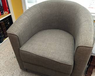 Pair of Gray Swivel Barrel Chairs