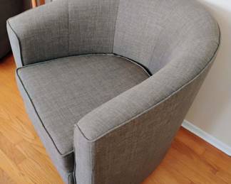 Pair of Gray Swivel Barrel Chairs