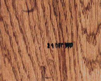 Vargas Furniture Oak Dining Table with 4 Blue Upholstered Chairs