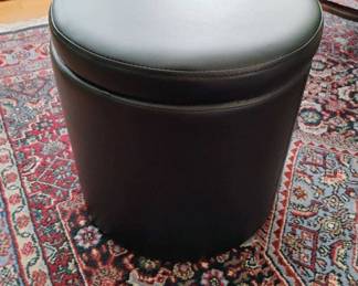 Modern Black Faux Leather Upholstered Ottoman with Storage