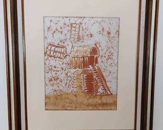1978 Framed & Matted Print "Old Windmill at Museiparken in Växjö, Sweden" by Linnea Pocock