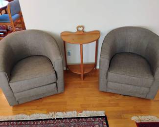 Pair of Gray Swivel Barrel Chairs