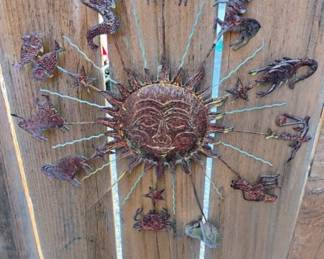Metal Patina Zodiac Sun Wall Art/Garden Art