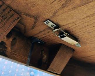 Vargas Furniture Oak Dining Table with 4 Blue Upholstered Chairs