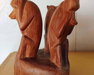 Besmo Kenya Hand Carved Wood Three Wise Monkeys Sculpture