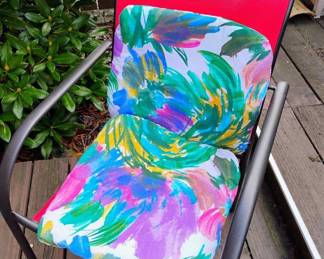 Patio Chair with Red Fabric, Outdoor Seat Cushions