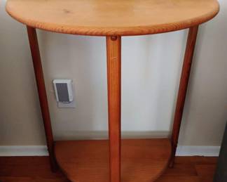 Oak Half Moon Table with Heart Motif