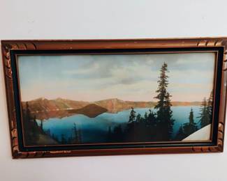 Framed Chromolithograph of Crater Lake in Oregon