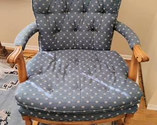 Sam Moore Blue & White Polka Dot Upholstered Classic Rocking Chair