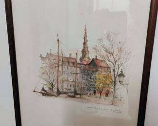 Framed Lithograph "Copenhagen Mads Stage" by John Haymson