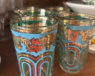 Set 5 Green & Gold Moroccan Glasses