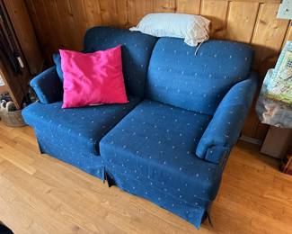 Blue Upholstered Love Seat