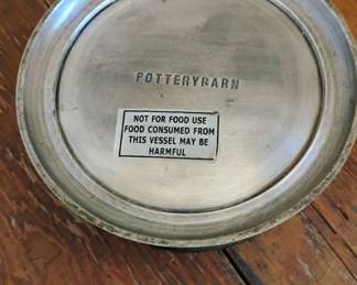 Pottery Barn Wine Bottle Coaster with Grape Leaf Design