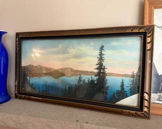 Framed Chromolithograph of Crater Lake in Oregon