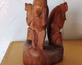 Besmo Kenya Hand Carved Wood Three Wise Monkeys Sculpture