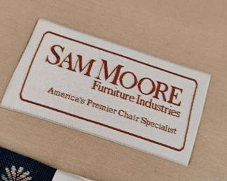 Sam Moore Blue & White Polka Dot Upholstered Classic Rocking Chair