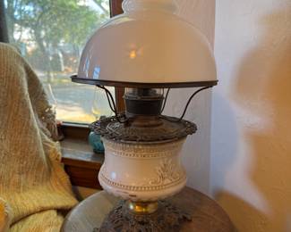 Kerosene lamp original milk glass