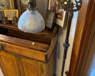 Vintage Antique Ornate "Swan" Victorian Iron Bridge Floor Lamp 