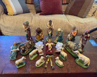Antique ceramic nativity set