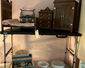 Vintage doll furniture and more Pyrex and Fire King
