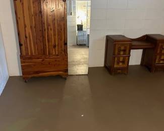 Vintage cedar chest, antique desk