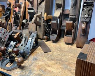 Nearly 100 hand planes, many antique