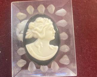 Lucite and cameo brooch 