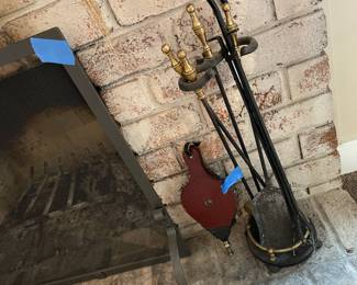 Fireplace tools and screen