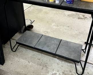 Mid century hair pin style wrought iron table with interchangeable tiles