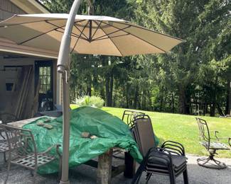 XL patio umbrella and some of the patio furniture