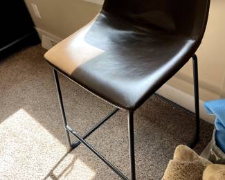 Modern vegan leather bar stools with black metal legs. 5 available