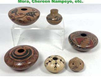 Lot 1612 6pcs American Indian Pottery. Rosy Mora, Chereen Nampeyo, etc.
