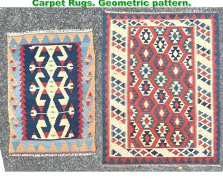 Lot 1815 3 8 X 4 11 2pcs Handmade Kilim Carpet Rugs. Geometric pattern. 