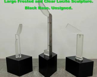 Lot 1397 3Pc CONSTANCE K LIVINGSTON Large Frosted and Clear Lucite Sculpture. Black Base. Unsigned. 