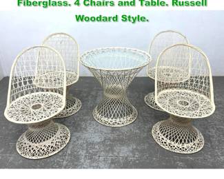 Lot 1349 4pcs Mid Century Modern Spun Fiberglass. 4 Chairs and Table. Russell Woodard Style. 