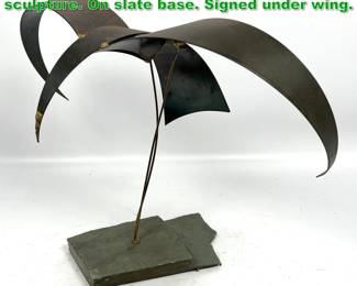 Lot 1400 BAISUCK Abstract seagull sculpture. On slate base. Signed under wing. 