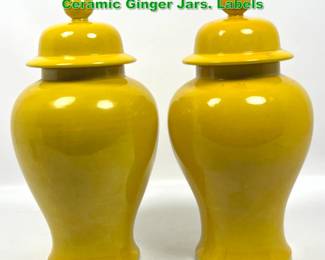 Lot 1627 Pair Japanese Bright Yellow Glazed Ceramic Ginger Jars. Labels