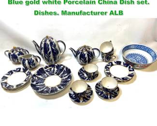 Lot 1677 20 pcs Lomonosov Made in Russia Blue gold white Porcelain China Dish set. Dishes. Manufacturer ALB 