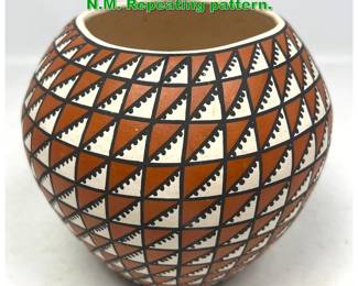 Lot 1535 M. Antonio Pottery Vase. Acoma N.M. Repeating pattern. 